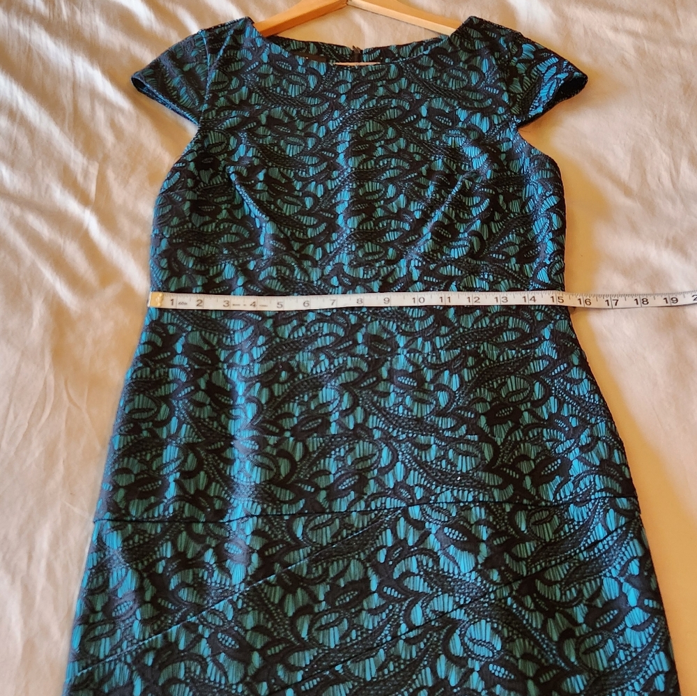 Maurices, Women's Size 10, Dress, Deep Blue and Black Embroidery, Back-Zip